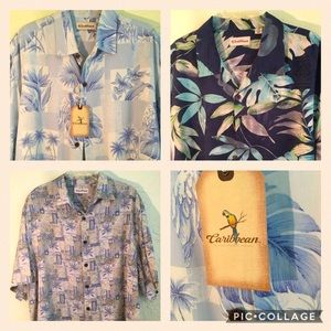 (3) Caribbean Size XL High Quality Silk Shirts